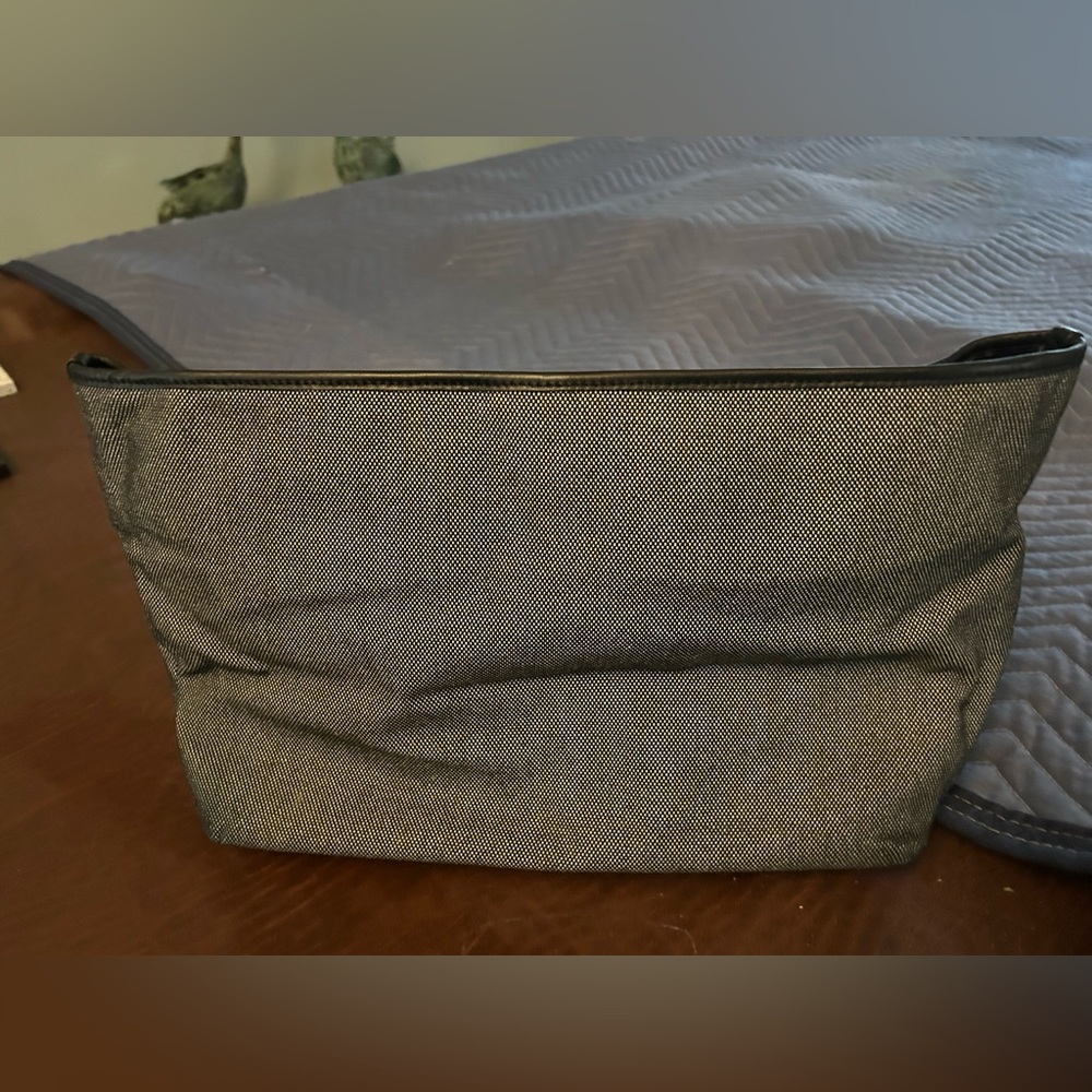Gray and black tote insert to organize tote contents.